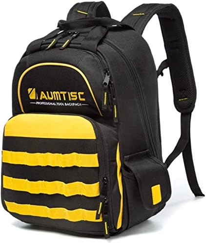 Tool Backpack Heavy Duty Jobsite Backpack Tools Bag with Multi-Use Pocket Industrial & Construction Work Backpack Yellow