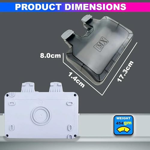 Image of MX IP66 Waterproof Outdoor Power Socket Box - 2x Universal 13A Socket 250V, 4-Module Weatherproof Electrical Outlet with Locking System for Garden, Patio, Balcony, Home, Hotel
