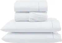 Jogo Lençol Percal 400 Fios Ponto Palito Cama Casal 4 peças (Branco)