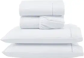 Jogo Lençol Percal 400 Fios Ponto Palito Cama Casal 4 peças (Branco)