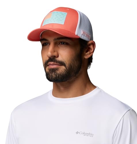 Image of Columbia Unisex PFG Fish Flag Mesh Ball Cap, Melonade /Fish Flag, S /M