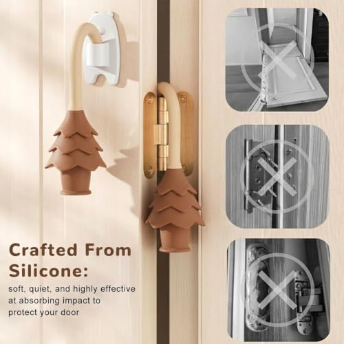 Image of SNOWIE SOFT 2 PCS Christmas Tree Hanging Silicone Door Pinch Guard Silicone Children Door Finger Pinch Guard for Child Safety Finger Protection and Anti Slam Home Use