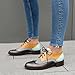 Imagen de Galindopia Unisexo Oxford Zapatos Mujer Two Tone Perforated Wingtip Brogue Retro Low Heel Cordones Saddle Zapatos Spectator Crown Suits Yellow-Grey Plus Size 40