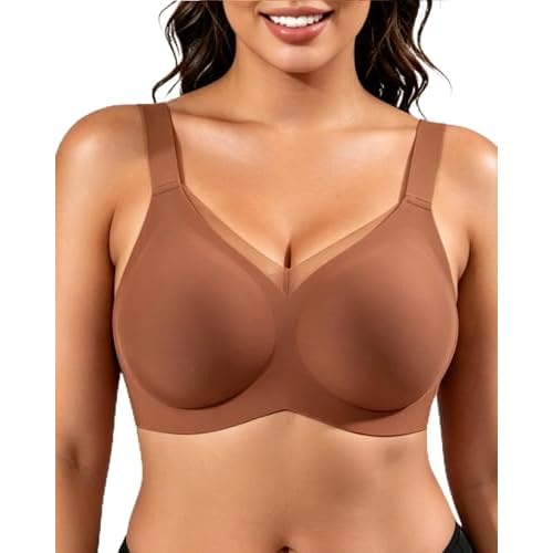 LEVAO Jelly Wireless Bra for Women, Seamless Deep V Neck Push Up Bralette, Supportive Comfortable No Underwire Everyday Bra