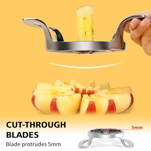 4.72 inches Apple Slicer,12-Blade Extra Large Apple Corer, Heavy Duty Stainless Steel Apple Cutter and Divider with Updated Safe Blade System
