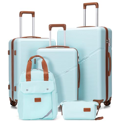 Image of Cosbarn Luggage Sets 5 Piece Suitcases with Wheels, Suitcase Set ABS Hard Case Luggage with TSA Lock Spinner Wheels Durable Travel Luggage (5-Piece Set(20 inch /24 inch /28 inch))