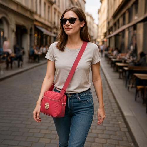 Image of MOMISY Women Mobile Messenger cellphone Bag Ladies Nylon Shoulder Cross Body Long Strap for College, Outing, Travelling, Work