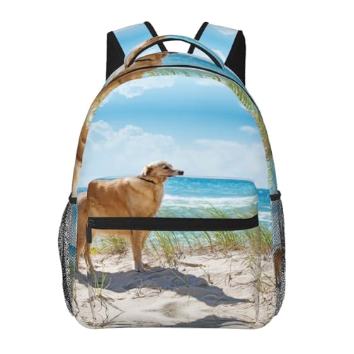 Sac à dos d'école Golden Retriever noir idéal pour les cours et les voyages