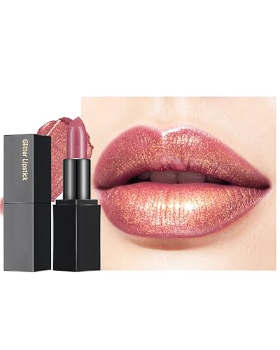 Image of Glitter Lipstick for Women, Mermaid Plum Diamond Lipgloss with Metallic 3D Shine, Lightweight Hydrating Formula Tinted Lip Balm, Highly Pigmented Full Coverage Non-sticky Sparkly Lip Color Makeup-08