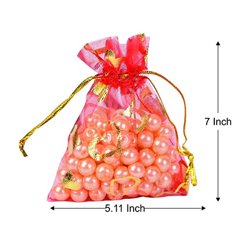 Image of Beingelegant Size : 13X18 Pack of 100 Bulk Return Gift Printed Organza Potli Shadi Shagun Wedding Hamper Gifting Organza Pouch | Mix Color
