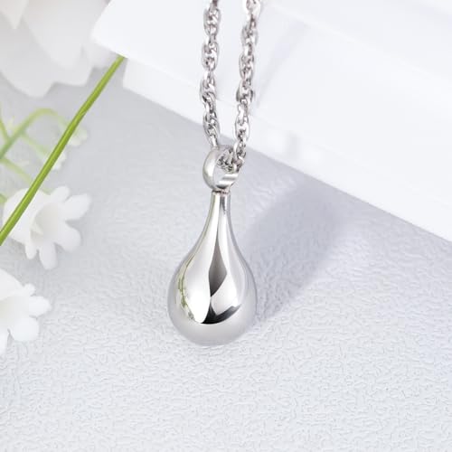 XIUDA Teardrop Urn Necklace for Ashes Memorial Cremation Jewelry Ashes Keepsake Urns Pendant Necklace for Ashes for Women Men2