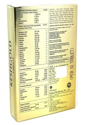 Image of Kesh Gold Tablets (30 Tablets) | Healthy Supplement For Healthy Hair | Rich in Vitamins and Minerals | Improve Skin Hair and Nails