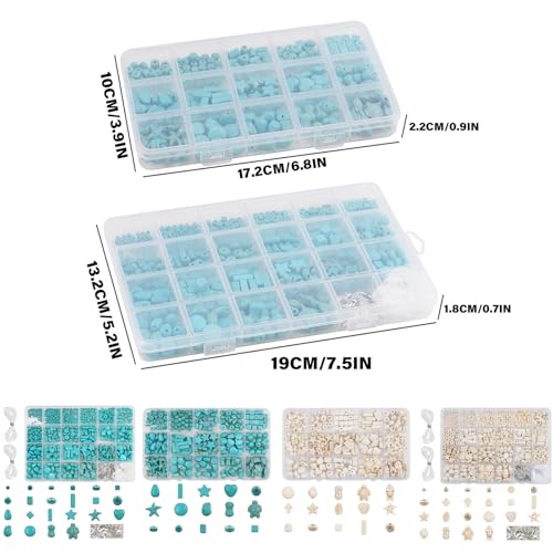 Perles d'espaceur turquoise synthétiques vertes blanches pour création bijoux bracelet