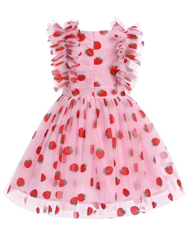 ODASDO Toddler Girls Formal Pageant Dress Kids Floral Embroidery Ruffle Sleeveless Knee Length Tulle Tutu Princess Dresses2