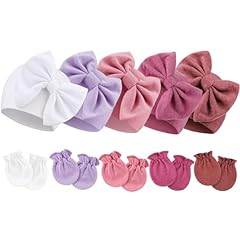 5 Baby Bow Hats + 5 Pairs Mittens (Set 10)