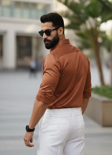 Image of IndoPrimo Men's Stylish Satin Shirt for Party, Formal, Daily and Casual Wear Full Sleeve Shirt for Men