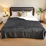 LaffyLo Electric Heated Blanket Full Size - 72'x84', Soft Flannel Heating Blanket, 10 Heating Levels, 1-12 H Auto Shut Off, Breathable Warm and Washable for Bed, Dark Grey