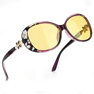 Myiaur Night-Driving Glasses for Women, Anti Glare Night-Vision Glasses, Polarized Yellow Lens Cloudy/Rainy/Nighttime