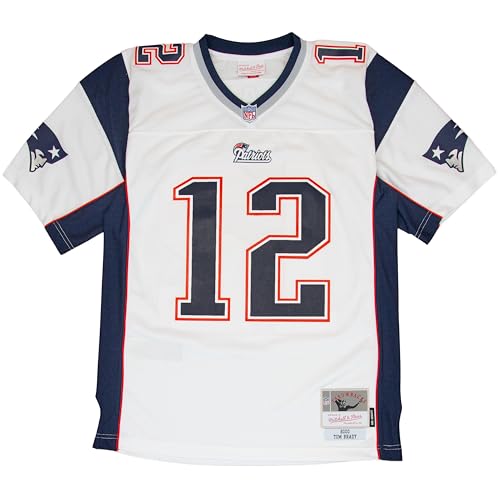 Mitchell & Ness Camiseta NFL Throwbacks Legacy Jersey – New England Patriots – Tom Brady 2000, Blanco, XXL