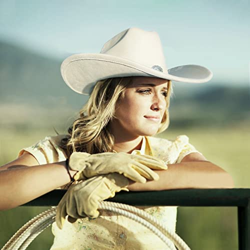 Fluffy Sense. Cowboy Hat For Women And Men With Shapeable Wide Brim - Felt Cowboy Hat Cattleman Western Hats For Cowboys And Cowgirls (As1, Alpha, L, X_L, Ivory White) #TOP5