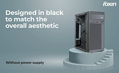 Image of Foxin PACE Desktop Computer Case /PC Cabinet - with Steel Metal Body | ATX Motherboard Compatible | Color Metallic Black