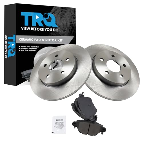 Image of TRQ Rear Brake Pad and Rotor Set Ceramic Solid Rotors Compatible with 2002-2004 Jaguar X-Type