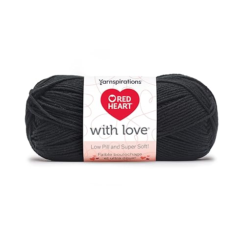 Image of Red Heart with Love Low Pill Yarn for Crocheting & Knitting, Black, 3-Pack | #4 Medium Worsted Weight 100% Low Pill Acrylic Crochet and Knitting Yarn for Blankets, Sweaters, Hats, 171 yards, 100g /3.5oz