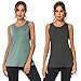Aseniza Tank Top Donna Canotta Sportiva - Yoga Fitness Running Senza Maniche da Donna Sport Casual Shirt Top(C-Verde Scuro+Nero,XL)