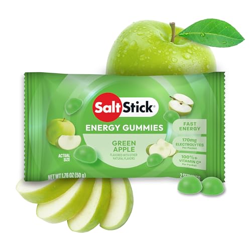 SaltStick Energy Gummies with Electrolytes, Green Apple, Easy to Chew