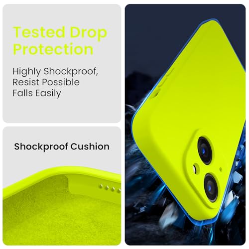 Image of FireNova Designed for iPhone 15 Case, Silicone Upgraded [Camera Protection] Phone Case, Soft Anti-Scratch Microfiber Lining Inside, 6.1 inch, Fluorescent Green