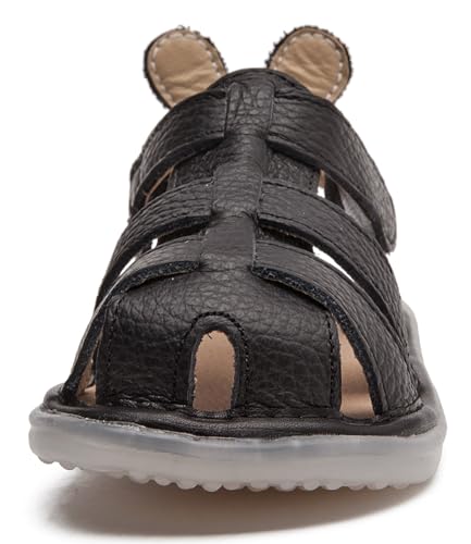 DADAWEN Baby Boys Girls Closed Toe Summer Sandals Lightweight Non-Slip Soft Sole Leather Athletic Sandals Outdoor Toddler First Walking Shoes3