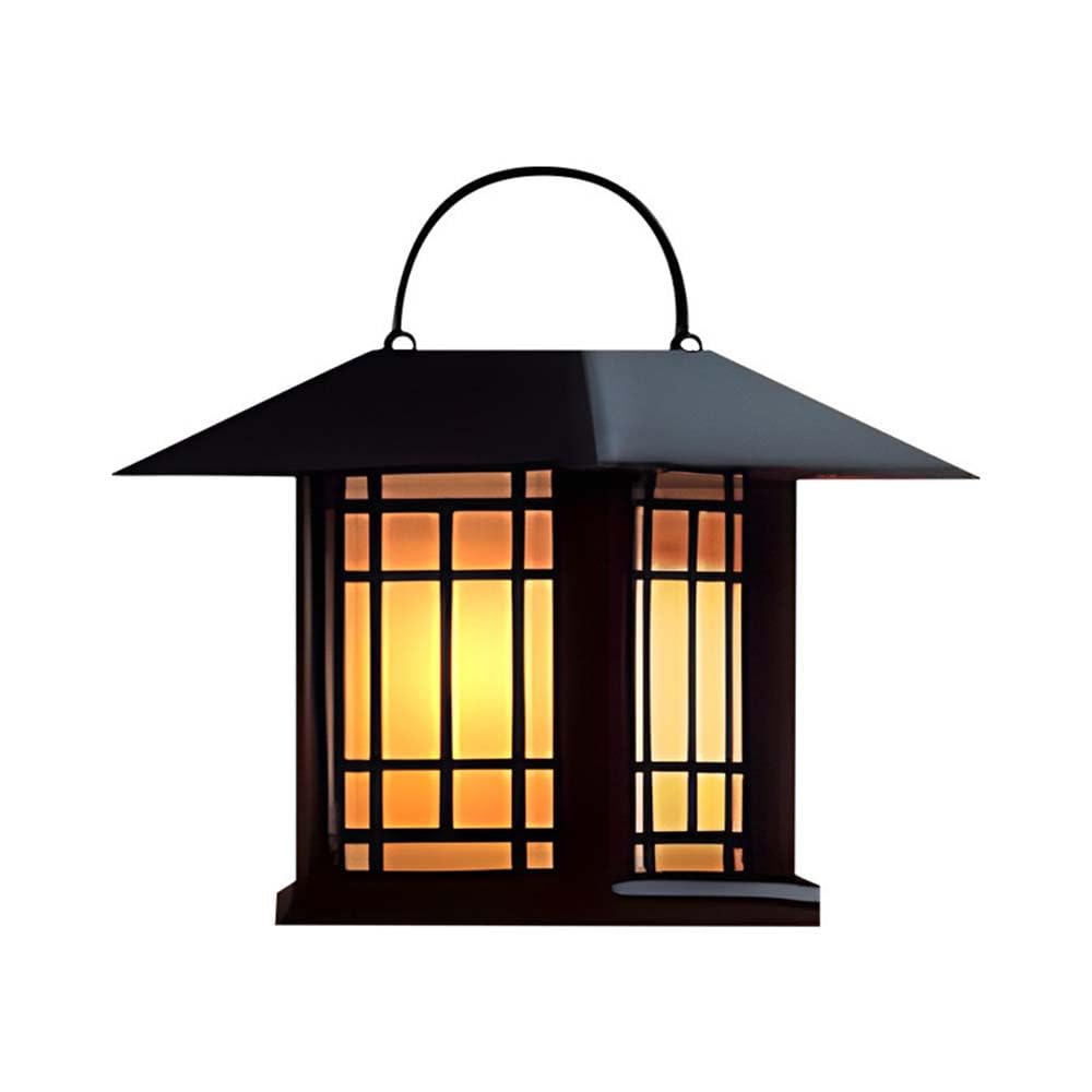 HCIPJQY Solar Antique B&B Pillar Lamp Japanese-Style Gazebo Lights in Outdoor Solar Lanterns, Water-Resistant Iron Table Decor with Handle Solar Powered Decor Column Lighting for Fence Post Cap Deck
