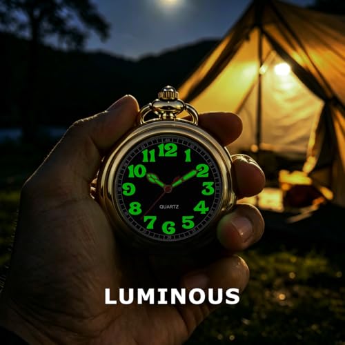 Image of Vintage Quartz Pocket Watches for Men with Chains, Analog Pocket Watch for Women, Gifts for Dad /Grandpa Gifts for Him for Birthday