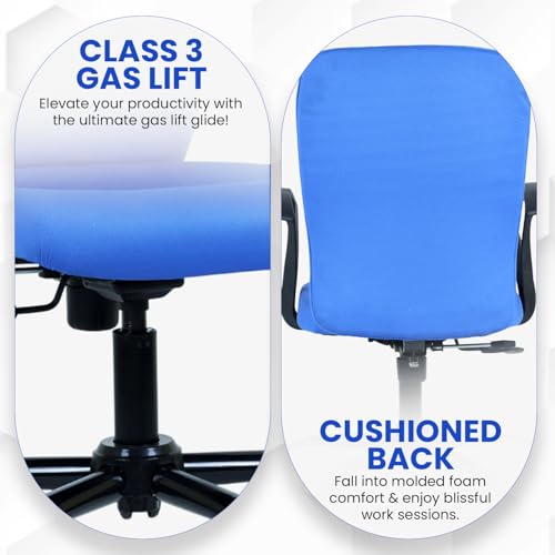 Image of IAFA FURNITURE Mavro Office Chair, Mid Back Upholstery Ergonomic Home Office Desk Chair with Fixed Armrests & Spacious Cushioned Seat | Heavy Duty Metal Base (DIY) (Blue)