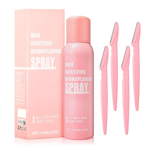 Hair Identifier Spray Set for Women Dermaplaning Face Shaving with 4 Razor