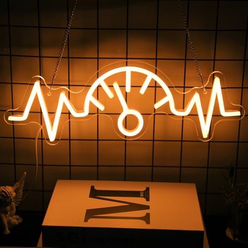 Image of Car Dashboard Neon Sign Garage LED Neon Lights for Man Cave Game Room Decor | Automobile Speedometer Design, Auto Repair Shop Decor, Orange LED Wall Sign, Acrylic Wall Art, Neon Lights Signs for Garage