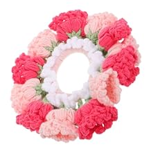 Beavorty Handmade Crocheted Lily Valley Headband Soft Pink Hair Tie for Girls Bulk Scrunchies Flower Clips