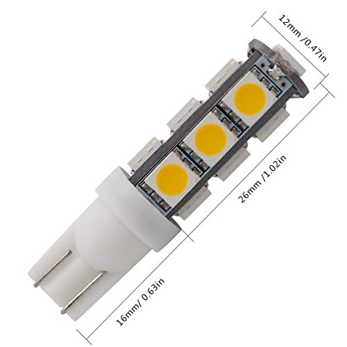 Grv T10 921 194 13-5050 Smd Wedge Led Bulb Lamp Super Bright Warm White Dc 12V Pack Of 6 #TOP1