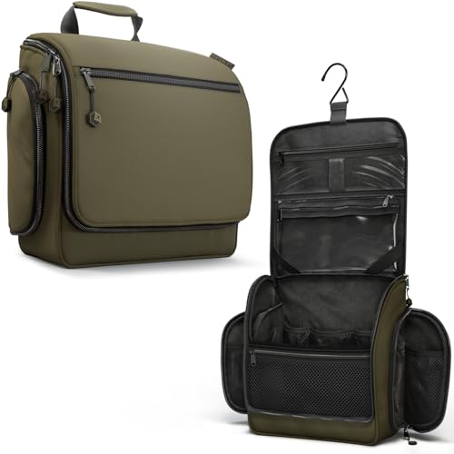 Image of VENTURE 4TH Hanging Travel Toiletry Bag, 18 Compartments - Dark Green