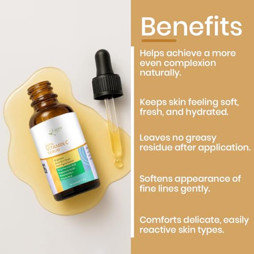 Image of Lass Natural 20% Vitamin C Skin Care Serum | Dark Spots | Reduces Pigmentation | Boosts Collagen | Brightening and Nourishing Skin | Suitable For All Skin Types | 30ml