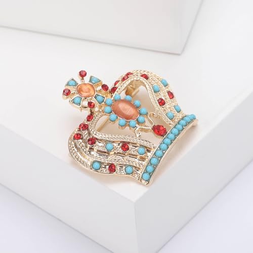 Image of Rhinestone Brooch Pin for Women Elegant Crystal Flower Bouquet Brooches Lapel Pin Wedding Party Dress Accessories for Wife Mom Birthday Gifts