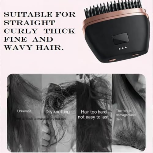Image of Mini Hair Straightener,Cordless Hair Straightener Brush, Portable Straightening Brushhot Comb Hair Straightener For Women,Three Temperature Adjustments Flat Iron For Travel, Multicolour. (Black)