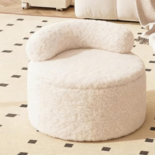 Tabouret ottoman peluche rangement pour optimiser les petits salons encombrés - 4