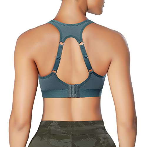 IHHCOXK Women High Impact Racerback Sport Bra Full Support Bonce Control Workout Running Bra Wireless Seamless Yoga Tops (Green, X-Large, x_l)
