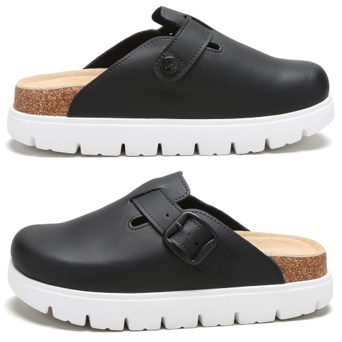 Image of Women's Suede Platform Clogs Chunky Mules Slip On