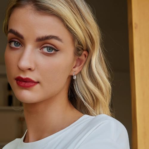 925 Sterling Silver Cat Hoop Earrings for Women Cute Cat Silver Earrings Hypoallergenic Small Pet Huggie Earring Dainty Lightweight Earring2