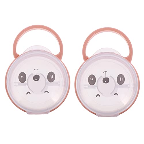 SWOOMEY 2個おしゃぶり収納ボックス 漫画風デザイン 素材 軽量 コンパクト おしゃぶり保護ケース ハンドル付き 持ち運び便利 ベビーカー掛け可