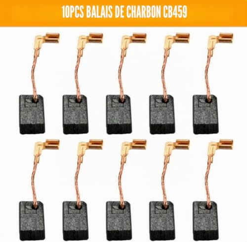 YUETTYY Lot de 10 balais de carbone CB459 pour meuleuse d'angle Makita GA5030 GA4530R GA4534 JS1000 GA5030 TM3000C PJ7000 Noir – vue 3