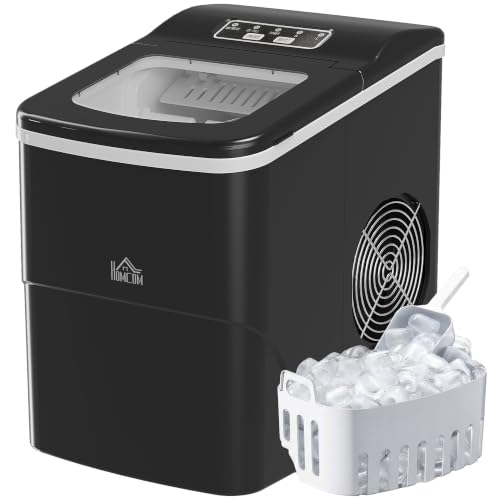 Image of HOMCOM Ice Maker Machine Countertop 9 Cubes in 8 Mins 12 KG/24 Hrs, Black