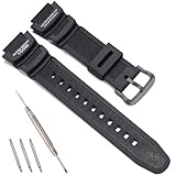 Resin Watch Band Compatible with Casio SGW 300 400 500 AE 1000 1200 Men's Waterproof Sport Rubber Replacement Strap 18mm Bracelet (Black buckle)
